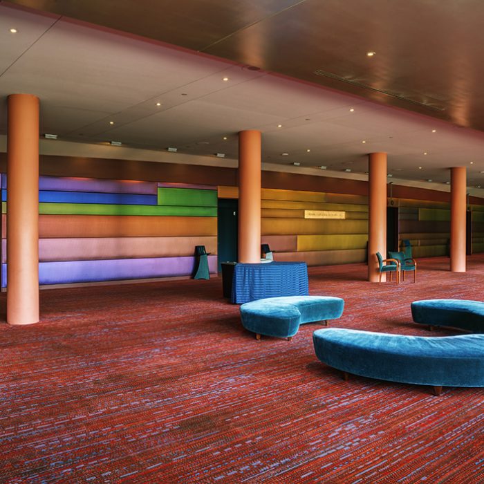 A large open space in a hospitality or business venue, conference centre hotel, public space.